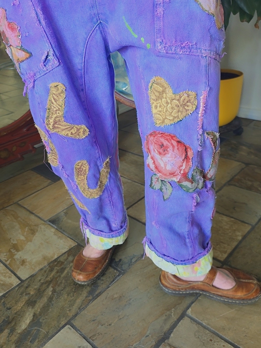 Free People + Me, Purple Floral & Hummingbird Overalls Jumpsuit - Picture 13 of 14